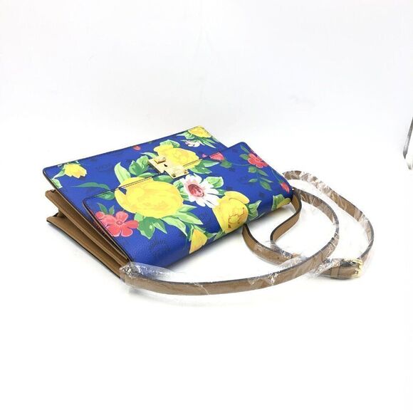RARE NWOT MCM Blue Visetos Paradiso Floral Crossbody Bag - Picture 10 of 12